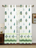 BLOCKS OF INDIA Hand Block Printed Cotton Daylight Curtain with Eyelets(Set of 2 Curtains) (Flower 214 cm / Door)
