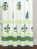 BLOCKS OF INDIA Hand Block Printed Cotton Daylight Curtain with Eyelets(Set of 2 Curtains) (Flower 214 cm / Door)