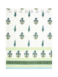 BLOCKS OF INDIA Hand Block Printed Cotton Daylight Curtains with Eyelets(Set of 2 Curtains) (Green PAAN, Window / 153 cm)