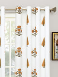 BLOCKS OF INDIA Hand Block Printed Cotton Daylight Curtain with Eyelets(Set of 2 Curtains) (Flower 214 cm / Door)