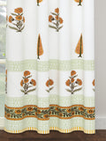 BLOCKS OF INDIA Hand Block Printed Cotton Daylight Curtain with Eyelets(Set of 2 Curtains) (Flower 214 cm / Door)