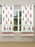 BLOCKS OF INDIA Hand Block Printed Cotton Daylight Curtains with Eyelets(Set of 2 Curtains) (Green PAAN, Window / 153 cm)