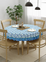 BLOCKS OF INDIA Cotton Hand Block Printed 180 Cm Round Table Cloth (Blue Jaal)