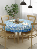 BLOCKS OF INDIA Cotton Hand Block Printed 180 Cm Round Table Cloth (Blue Jaal)