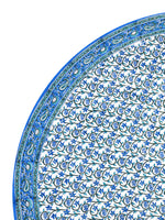 BLOCKS OF INDIA Cotton Hand Block Printed 180 Cm Round Table Cloth (Blue Jaal)