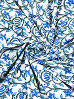 BLOCKS OF INDIA Cotton Hand Block Printed 180 Cm Round Table Cloth (Blue Jaal)