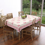 PURE COTTON RAJASTHANI HAND BLOCK PRINT SIX SEATER TABLE CLOTH (LIGHT PINK FLORAL)