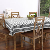 PURE COTTON RAJASTHANI HAND BLOCK PRINT SIX SEATER TABLE CLOTH (SMALL GREY BUTI)