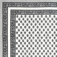 PURE COTTON RAJASTHANI HAND BLOCK PRINT SIX SEATER TABLE CLOTH (SMALL GREY BUTI)