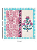 Hand Block Printed Cotton Linen Cushion Cover (40 x 40 cm) Dye Turq PInk Half