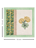 Hand Block Printed Cotton Linen Cushion Cover (40 x 40 cm) Dye Green Yellow Half