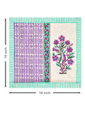 Hand Block Printed Cotton Linen Cushion Cover (40 x 40 cm) Dye Purple Turq Half