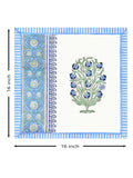 Hand Block Printed Cotton Linen Cushion Cover (40 x 40 cm) (Green Blue Half)