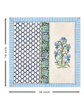 Hand Block Printed Cotton Linen Cushion Cover (40 x 40 cm) Dye Blue Green Half