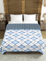 Cotton Dohar / Blanket King Bed Size Hand Block Printed (Blue Mughal)