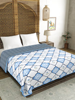 Cotton Dohar / Blanket King Bed Size Hand Block Printed (Blue Mughal)