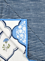 Cotton Dohar / Blanket King Bed Size Hand Block Printed (Blue Mughal)