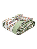 Cotton Single Size Quilt/ Rajai Hand Block Print for Light Winters (150x225 cm) (Green Patti)