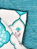 Cotton Dohar / Blanket King Bed Size Hand Block Printed (Turq Mughal)