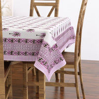 Pure Cotton Table Cloth Rajasthani Hand Block Printed( PURPLE COCO TREE)