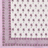 Pure Cotton Table Cloth Rajasthani Hand Block Printed( PURPLE COCO TREE)