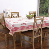 Pure Cotton Table Cloth Rajasthani Hand Block Printed (PEACH PINK FLOWER)