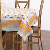 Pure Cotton Table Cloth Rajasthani Hand Block Printed (YELLOW BLOSSOM)