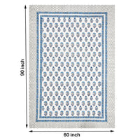Pure Cotton Table Cloth Rajasthani Hand Block Printed (BLUE GREY BUTI)
