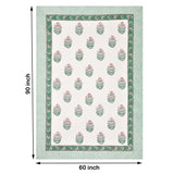 Pure Cotton Table Cloth Rajasthani Hand Block Printed (GREEN BUTA)