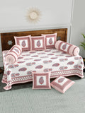 Diwan Set Cotton 8 Piece | Deewan Printed Bedsheet Sets for Living Room Hall (Set of 8 Piece, 1-Bed Sheet | 2-Bolster Cover | 5-Cushion Cover (Color 43)