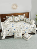Diwan Set Cotton 8 Piece | Deewan Printed Bedsheet Sets for Living Room Hall (Set of 8 Piece, 1-Bed Sheet | 2-Bolster Cover | 5-Cushion Cover (Color 50)