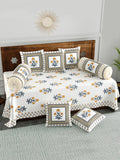 Diwan Set Cotton 8 Piece | Deewan Printed Bedsheet Sets for Living Room Hall (Set of 8 Piece, 1-Bed Sheet | 2-Bolster Cover | 5-Cushion Cover (Color 46)