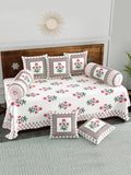 Diwan Set Cotton 8 Piece | Deewan Printed Bedsheet Sets for Living Room Hall (Set of 8 Piece, 1-Bed Sheet | 2-Bolster Cover | 5-Cushion Cover (Color 47)