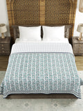 Cotton Dohar / Blanket King Bed Size Hand Block Printed (Green Bel)