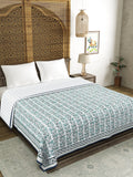 Cotton Dohar / Blanket King Bed Size Hand Block Printed (Green Bel)