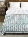Cotton Dohar / Blanket King Bed Size Hand Block Printed (Green Bel)