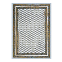Cotton Single Size Quilt Hand Block Print for Light Winters (150x225 cm) (Grey Yellow Buti)