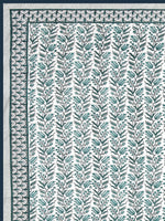 Cotton Dohar / Blanket King Bed Size Hand Block Printed (Green Bel)