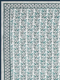 Cotton Dohar / Blanket King Bed Size Hand Block Printed (Green Bel)