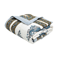 Cotton Single Size Quilt Hand Block Print for Light Winters (150x225 cm) (Grey Yellow Buti)