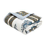 Cotton Single Size Quilt Hand Block Print for Light Winters (150x225 cm) (Grey Yellow Buti)