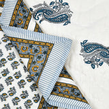 Cotton Single Size Quilt Hand Block Print for Light Winters (150x225 cm) (Grey Yellow Buti)