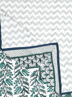 Cotton Dohar / Blanket King Bed Size Hand Block Printed (Green Bel)