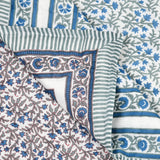 Cotton Single Size Quilt Hand Block Print for Light Winters (150x225 cm) (Blue Grey Jaal)
