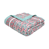 Cotton Single Size Quilt Hand Block Print for Light Winters (150x225 cm) (Turq Pink Jaal)