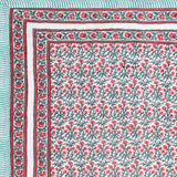 Cotton Single Size Quilt Hand Block Print for Light Winters (150x225 cm) (Turq Pink Jaal)