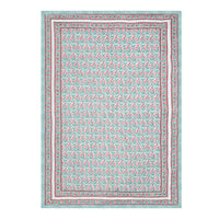Cotton Single Size Quilt Hand Block Print for Light Winters (150x225 cm) (Turq Pink Jaal)