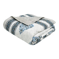 Cotton Single Size Quilt Hand Block Print for Light Winters (150x225 cm) (Blue Grey Paan)