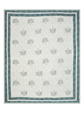 BLOCKS OF INDIA Hand Block Printed Cotton King Size Quilt (Green tree)