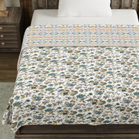 BLOCKS OF INDIA Polycotton Dohar/Blanket for Summer (GREEN IKAT DULL COTTON)